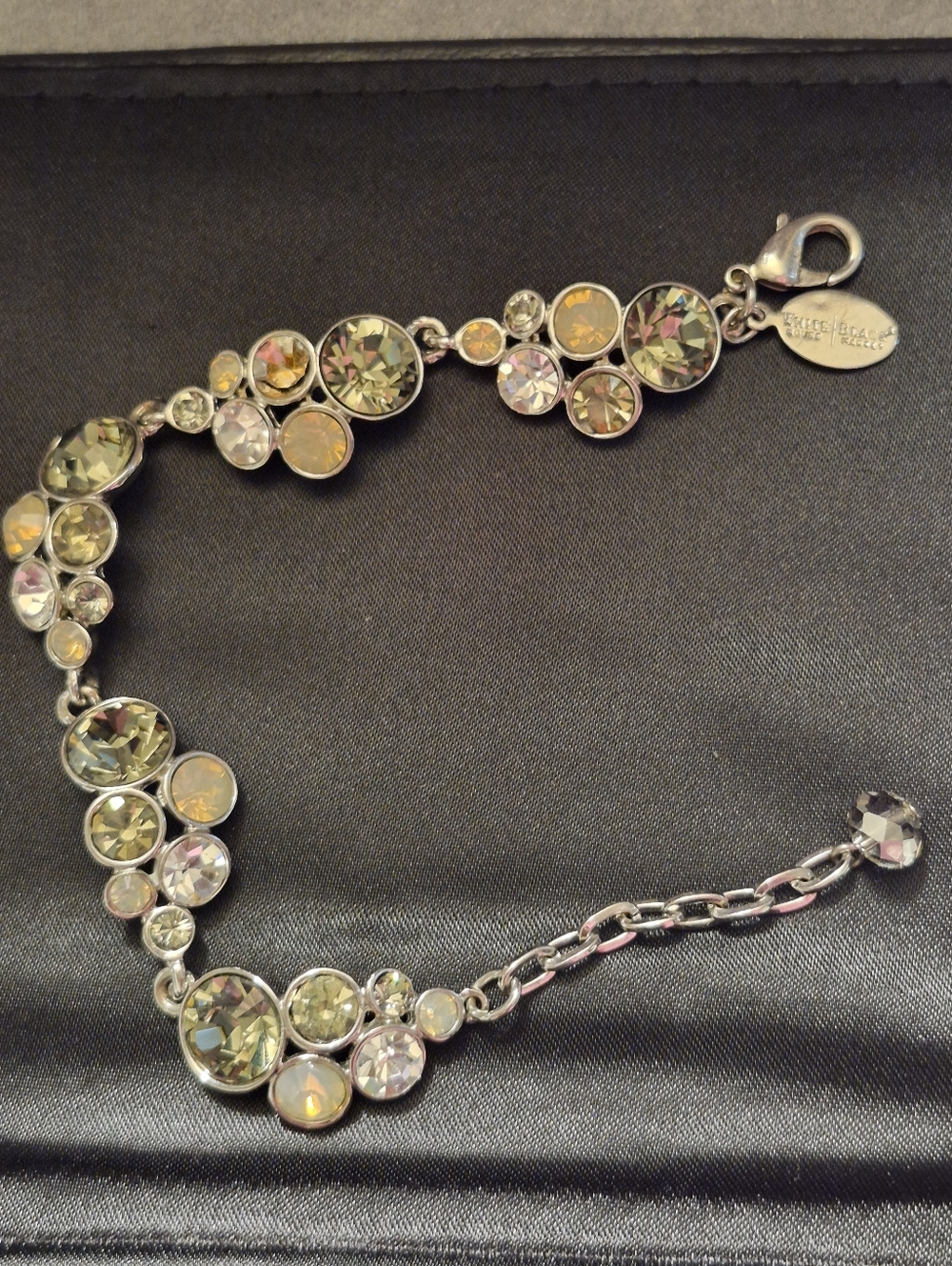 White House Black Market  Bracelet with Olive Green and Champagne Crystals